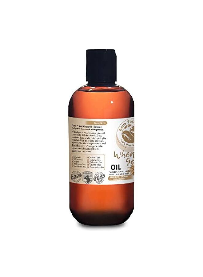 Bella Terra Oils زيت جنين القمح للبيع. 8 أوقية. معصور على البارد. غير مكرر. عضوي. 100% نقي. غني بفيتامين E. غير مسدود للمسام. خالي من الهكسان. يصلح البشرة الجافة التالفة. للبشرة والشعر والأظافر وعلامات التمدد. - Image 3