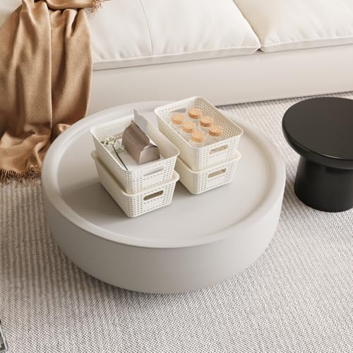 Resze 6 Pack Plastic Storage Baskets with Lids, Breathable Stackable Organizer Bins& Containers for Pantry, Desktops, Cabinet, Closet, Offices Organization Toys, Space Saving, Easy-Carry Handles,White - Image 3