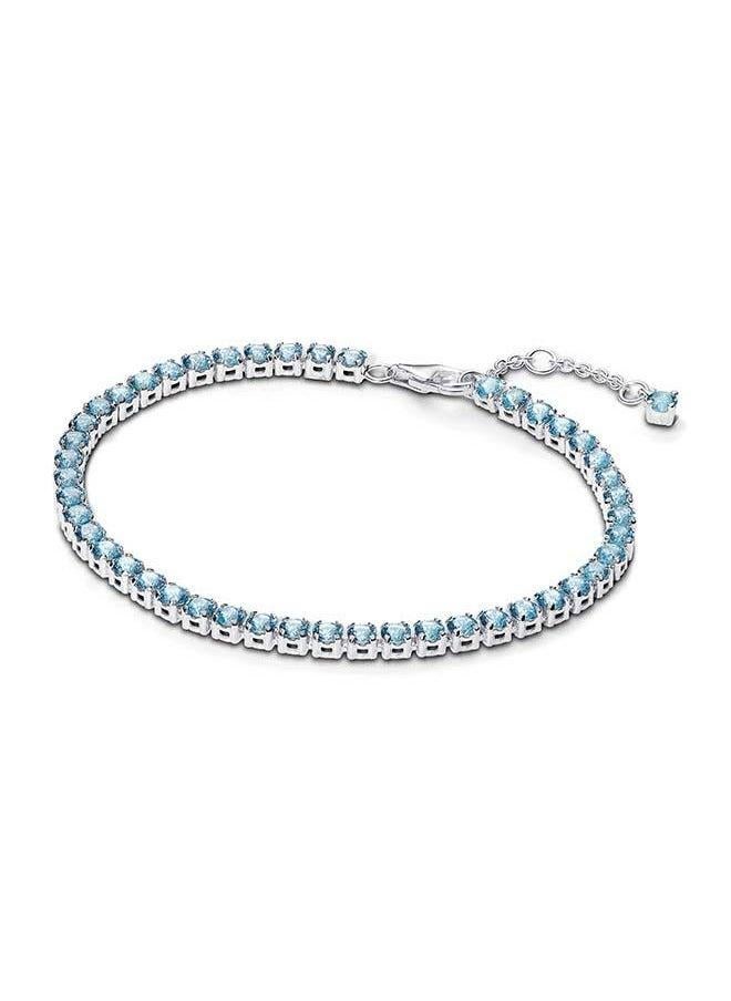 PANDORA Sparkling Light Blue Tennis Bracelet - Image 1