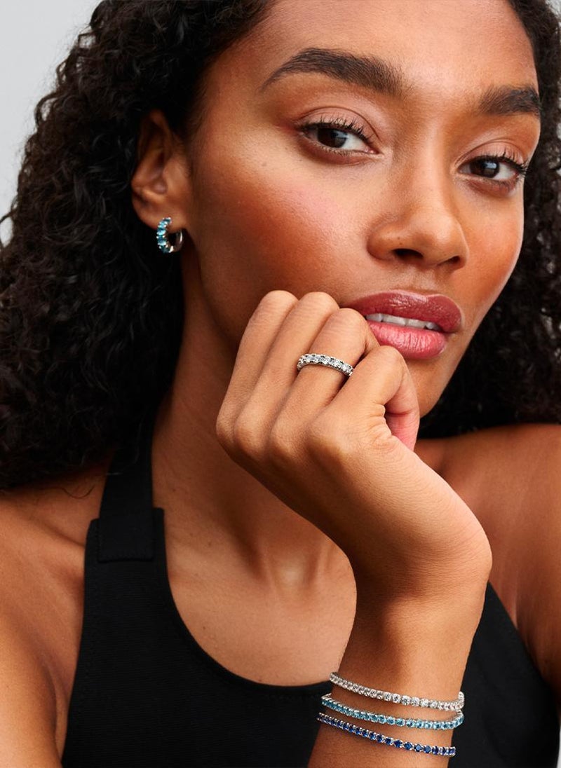 PANDORA Sparkling Light Blue Tennis Bracelet - Image 3