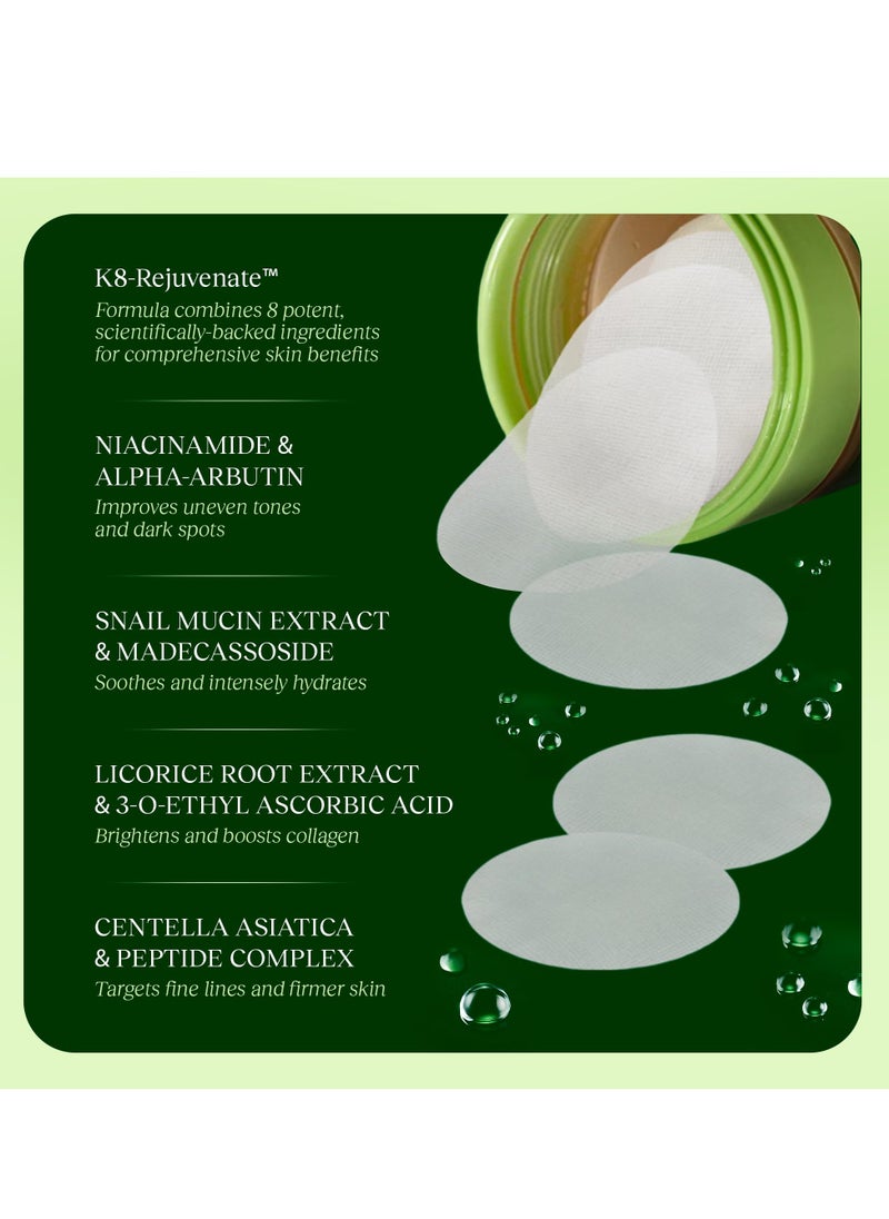 Korean Anti-Aging Toner Pads 100 Count - Dark Spot & Wrinkle Treatment with Snail Mucin, Centella, Niacinamide & Peptides, Hydrating Skincare for Acne Scars & Hyperpigmentation ﻿