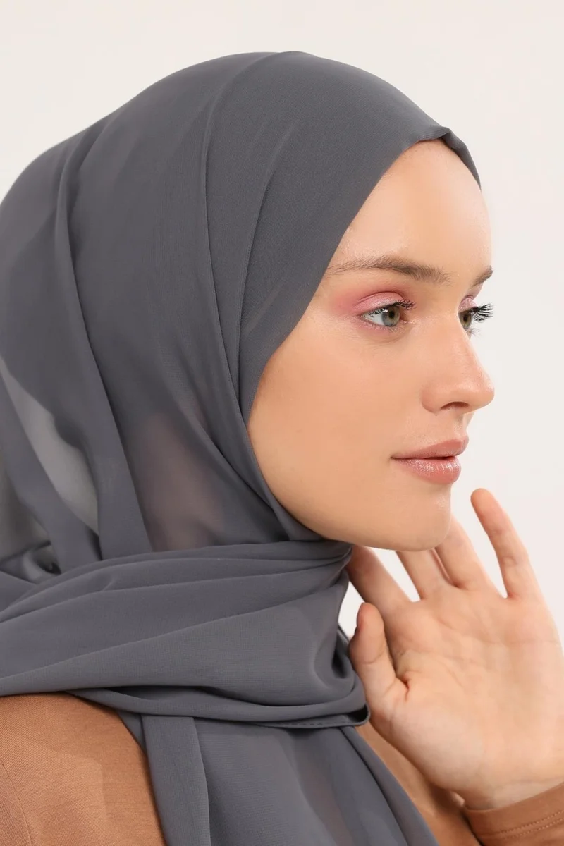 التوبة Ready Practical Luxury Snap-on Elastic Bonnet Chiffon Shawl