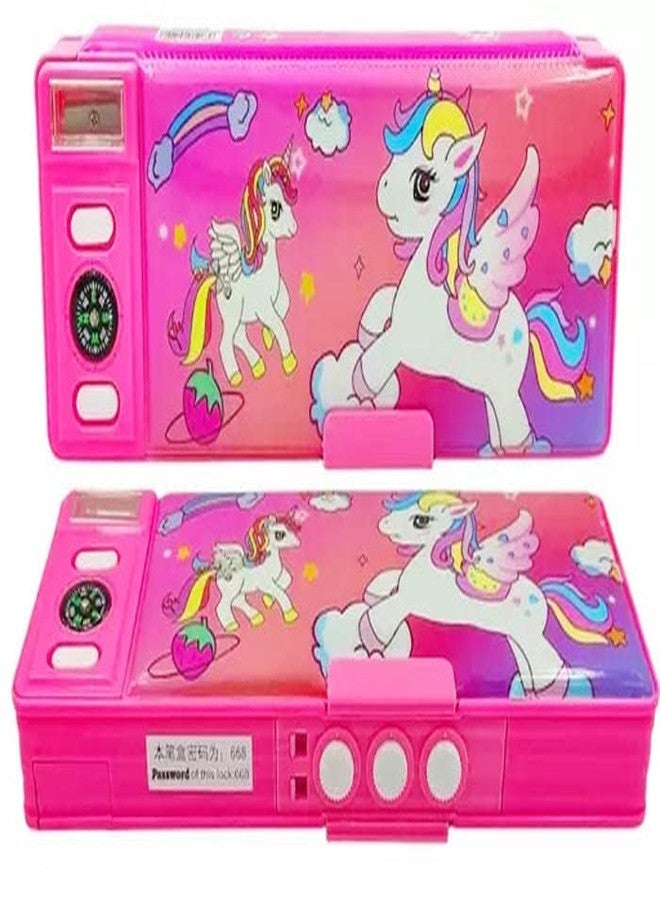 SPOCCO | Cartoon Password Pencil Box | Suitable for Girls and Boys Both | Double Sided Password | Magnetic Closure | Push Button Dual Sharpener | PC07 - Image 1