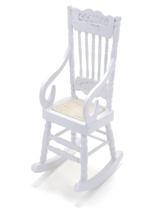 CHAMBERY 1:12 Scale Miniature Rocking Chair Wooden Chair Dollhouse Furniture Accessories, White - Image 1
