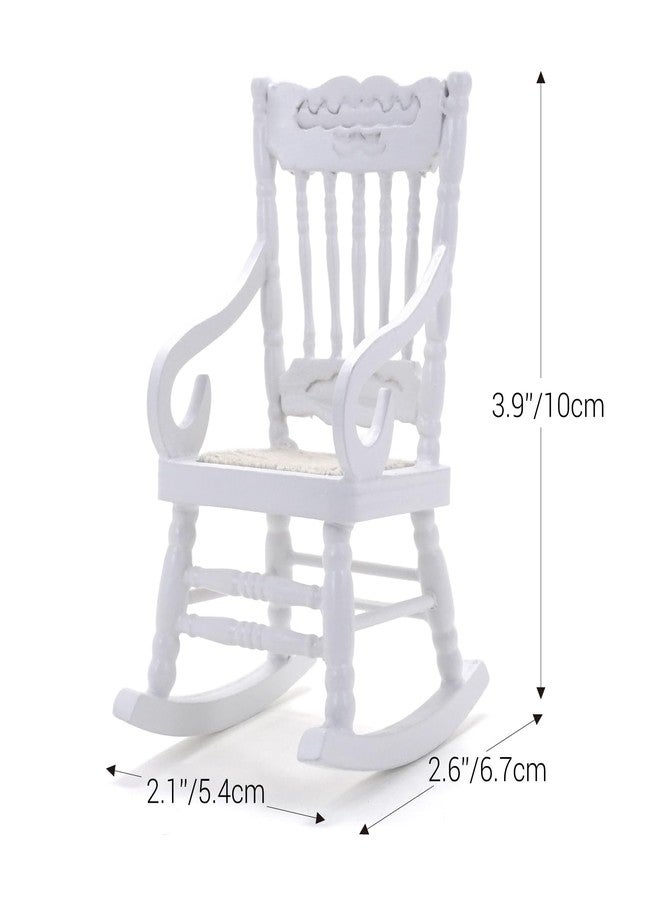 CHAMBERY 1:12 Scale Miniature Rocking Chair Wooden Chair Dollhouse Furniture Accessories, White - Image 2