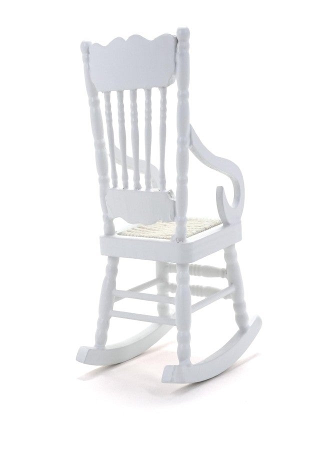 CHAMBERY 1:12 Scale Miniature Rocking Chair Wooden Chair Dollhouse Furniture Accessories, White - Image 4
