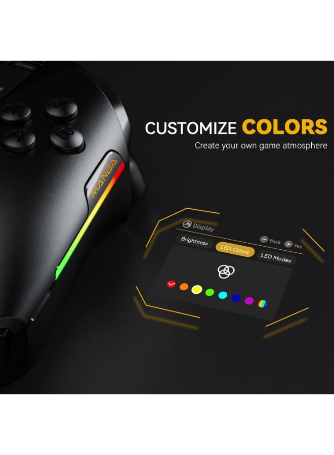 ManbaOne Wireless Game Controller with Interactive Screen for Windows PC/Switch/iOS/Android/Steam Deck,Hall Effect Stick and Trigger with Charging Dock(Black) - Image 5