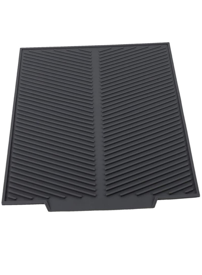 Meetion Silicone Dish Drying Mat, Extra Large Dish Drying Folding Draining Mat, Premium Heat Resistant Silicone Pad, Sturdy Compact Easy to Clean Tray Foldable Dish Drain Mat Sink Mat (Black) - Image 1