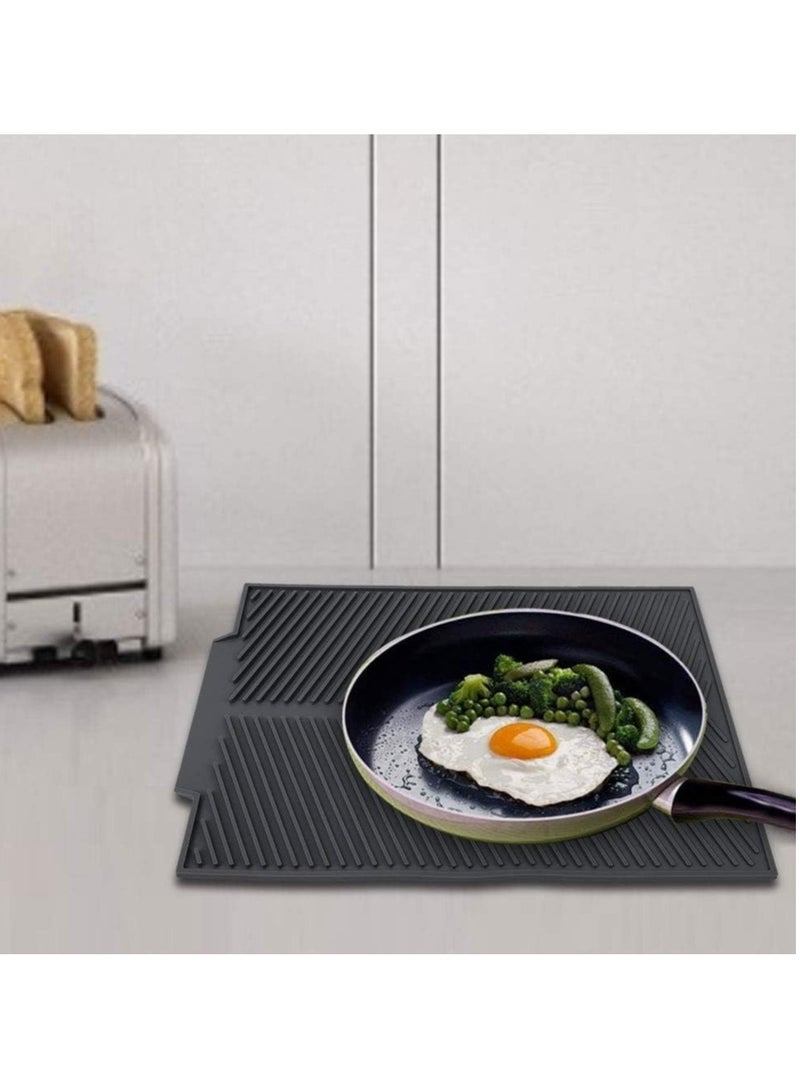 Meetion Silicone Dish Drying Mat, Extra Large Dish Drying Folding Draining Mat, Premium Heat Resistant Silicone Pad, Sturdy Compact Easy to Clean Tray Foldable Dish Drain Mat Sink Mat (Black) - Image 4