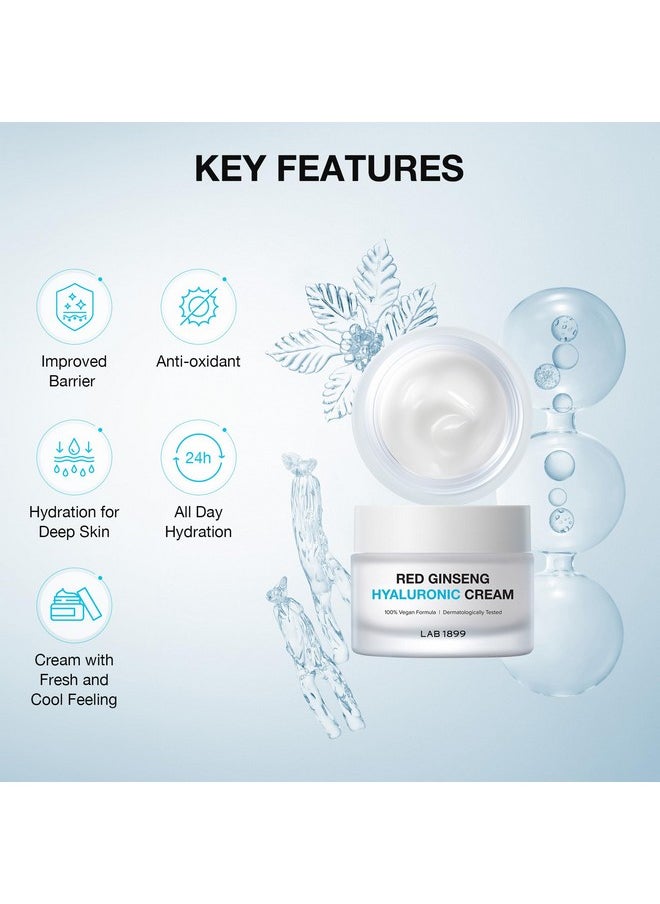 donginbi - Red Ginseng Hyaluronic Facial Cream Deep And Lasting Hydration Face Moisturizer Korean Skin Care Anti Aging All Skin Types 1.69 Fl Oz(50Ml) - Image 1