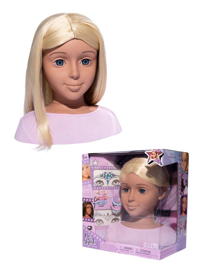 I'm a Girly I'm A Stylist Fashion Doll Ella – 13" Styling Head with Interchangeable Blonde Wig, Magnetic Lashes, Hair Clips, Makeup Accessories & Face Gems, Creative Play for Girls 8+, Eco-Friendly Packaging - Image 1