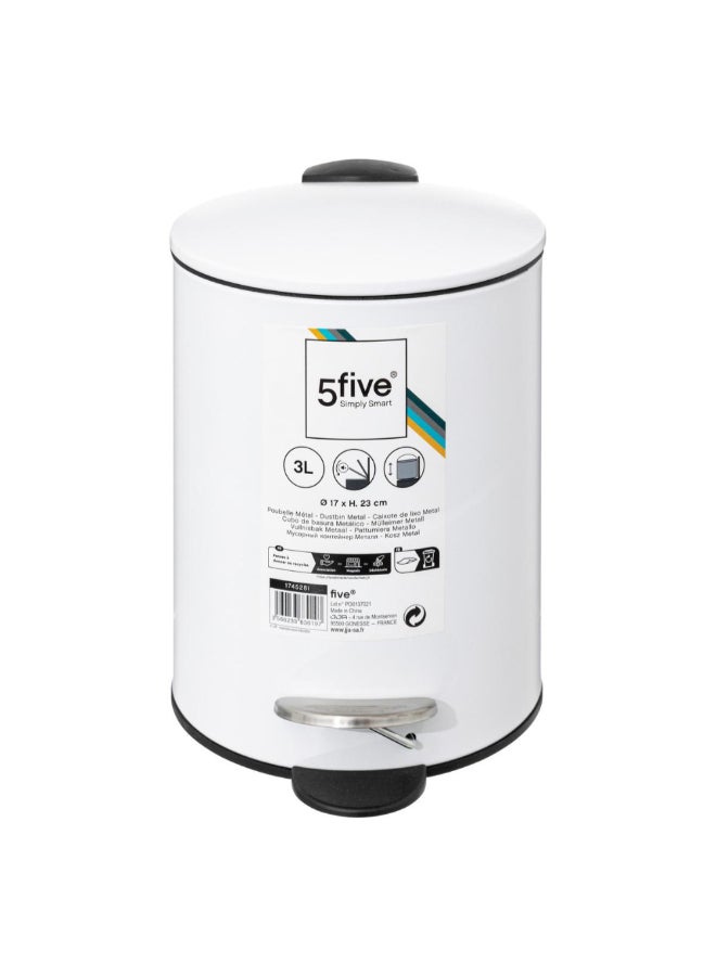 Five Simply Smart Colorama Soft Close Bathroom Waste Pedal Bin White and Black 3 L 174528I - Image 2