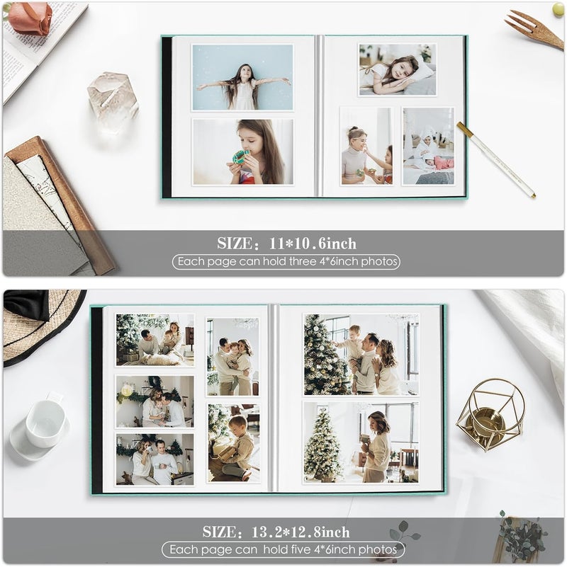 Spbapr Large Photo Album Self Adhesive 60 Pages Linen cover DIY Magnetic Scrapbook album with A Metal Pen Hold 4x6 5x7 6x8 8x10 10x12 Pictures Turquoise - Image 4