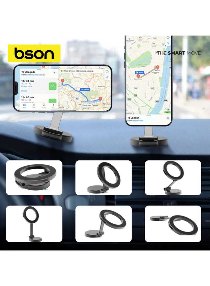 BSON حامل هاتف قابل للطي مع قبضة مغناطيسية قوية، دوران 360°، قاعدة شفط وتشغيل بيد واحدة للسيارات والمكاتب والاستخدام المنزلي - توافق عالمي - Image 5