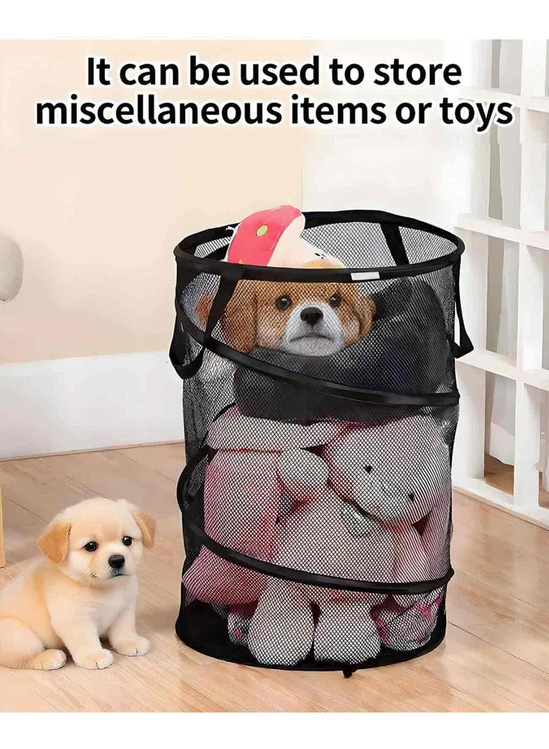 Anmi 2-Pack Pop Up Laundry Hamper, Collapsible Mesh Storage Basket | For Laundry Room, Bathroom, Closet, Dorm, Travel - Image 5