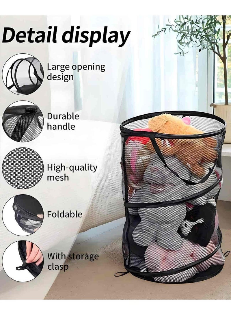 Anmi 2-Pack Pop Up Laundry Hamper, Collapsible Mesh Storage Basket | For Laundry Room, Bathroom, Closet, Dorm, Travel - Image 3