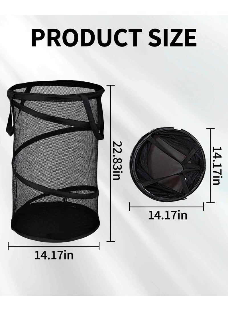 Anmi 2-Pack Pop Up Laundry Hamper, Collapsible Mesh Storage Basket | For Laundry Room, Bathroom, Closet, Dorm, Travel - Image 2