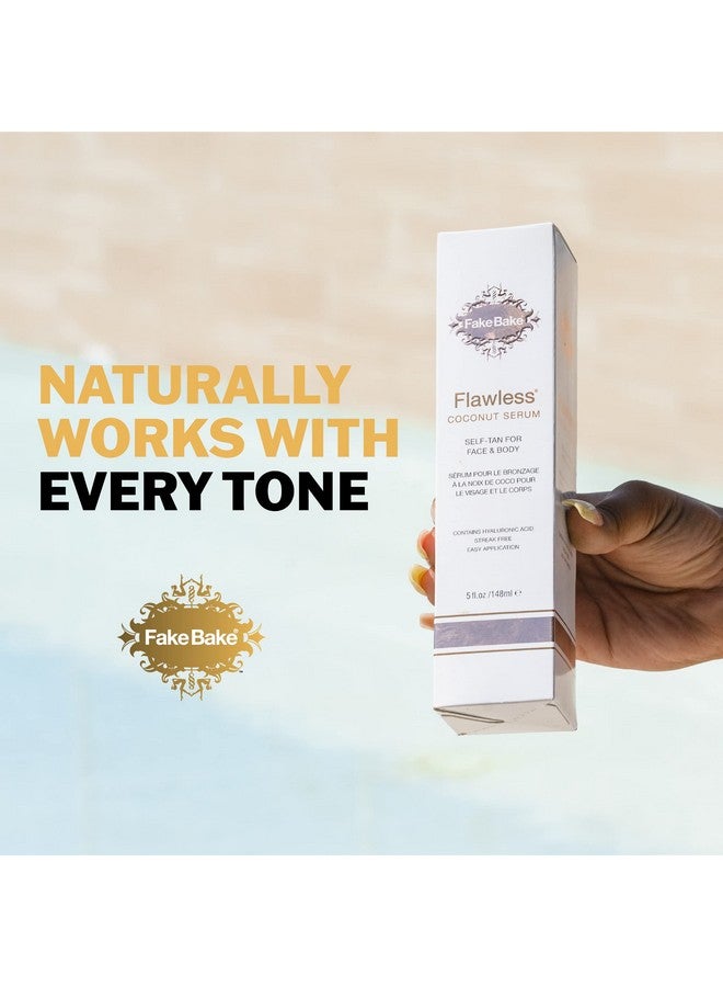 Flawless Coconut Sunless Tanning Serum With Hyaluronic Acid Lightweight Illuminating Face & Body Gradual Self Tanner Hydrating & Rejuvenating Skin Care For Women & Men 5 Oz