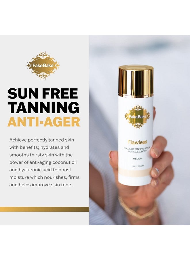 Flawless Coconut Sunless Tanning Serum With Hyaluronic Acid Lightweight Illuminating Face & Body Gradual Self Tanner Hydrating & Rejuvenating Skin Care For Women & Men 5 Oz