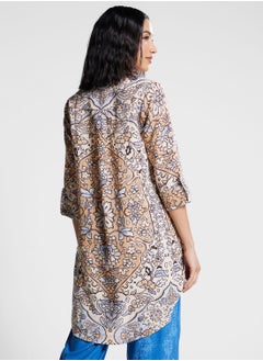 Biba V-Neck Printed Kurti  - Image 2