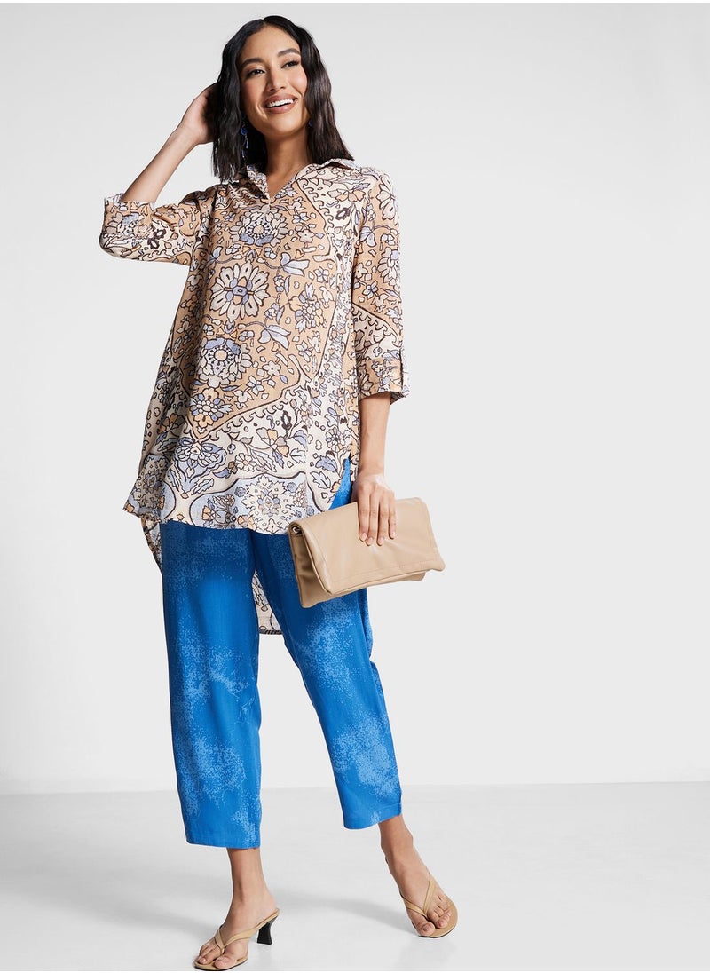 Biba - V-Neck Printed Kurti - Image 1