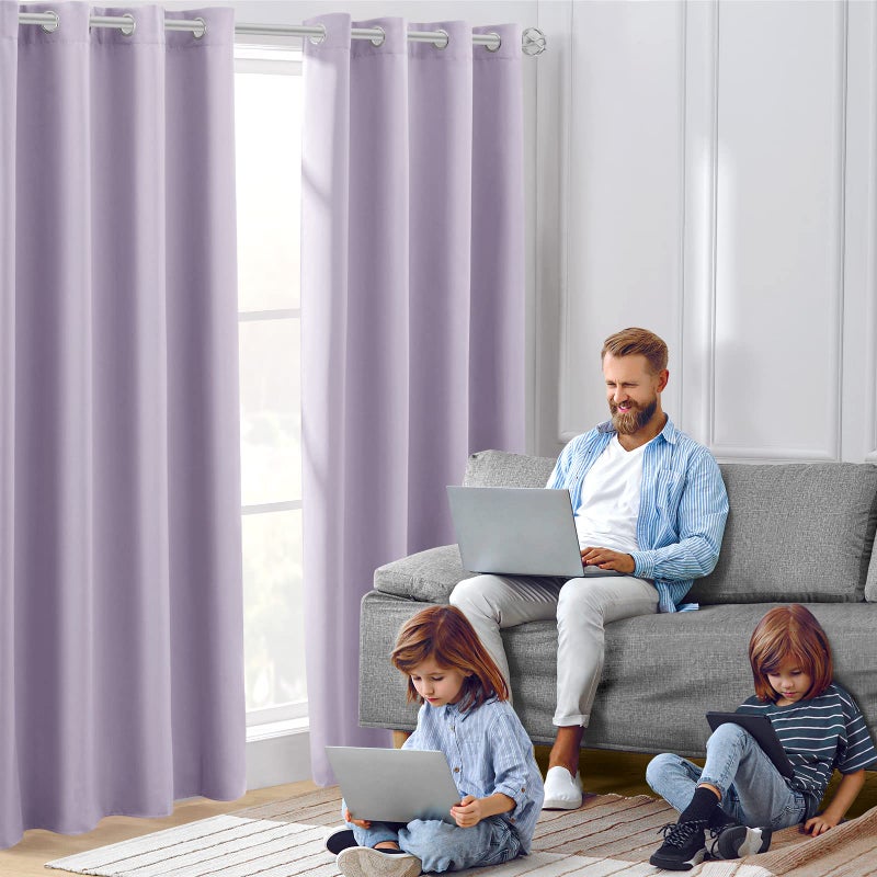 هوم أيدياز الستائر Homideas Lilac Blackout لغرفة النوم 52 × 84 بوصة الطول 2 لوحات مجموعة غرفة نوم غامق الستائر سليمة الحلق الحرارية الستائر لغرفة المعيشة لعيد الميلاد - Image 2