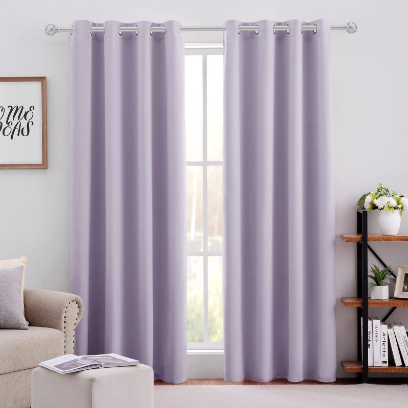 هوم أيدياز الستائر Homideas Lilac Blackout لغرفة النوم 52 × 84 بوصة الطول 2 لوحات مجموعة غرفة نوم غامق الستائر سليمة الحلق الحرارية الستائر لغرفة المعيشة لعيد الميلاد - Image 1