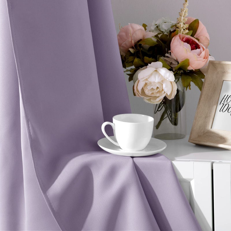 هوم أيدياز الستائر Homideas Lilac Blackout لغرفة النوم 52 × 84 بوصة الطول 2 لوحات مجموعة غرفة نوم غامق الستائر سليمة الحلق الحرارية الستائر لغرفة المعيشة لعيد الميلاد - Image 5