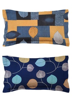 VAS COLLECTIONS VAS COLLECTIONS Prime Combo Pack of 2 Single Bedsheet with 2 Pillow Covers 160 TC Soft Brushed Glace Cotton Long Lasting Wrinkle Free 228X152 Cm Or 5x75 FtGrey Royal Blue  - Image 2