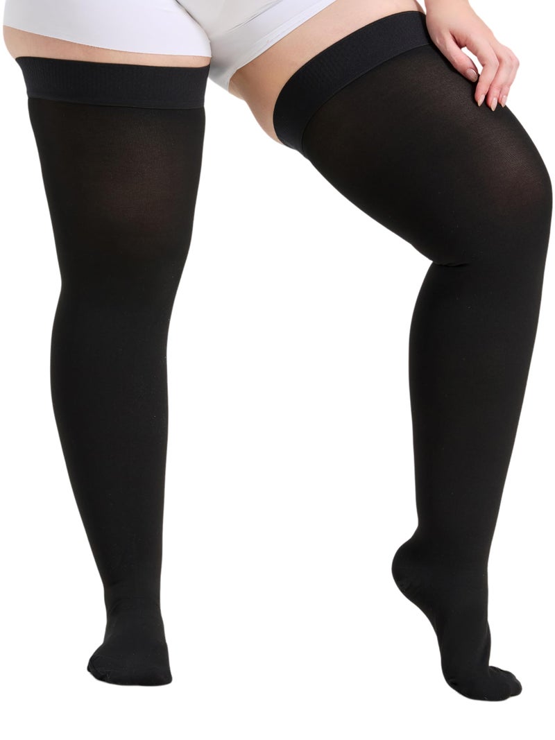 TOFLY Extra Wide 5XL 1520 mmHg Compression Stockings for Men and Women Over The Knee Compression Hose with Closed Toe DotTop Thigh High Length for Circulation Arthritis Edema Swelling Black - Image 3