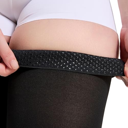 TOFLY Extra Wide 5XL 1520 mmHg Compression Stockings for Men and Women Over The Knee Compression Hose with Closed Toe DotTop Thigh High Length for Circulation Arthritis Edema Swelling Black - Image 5
