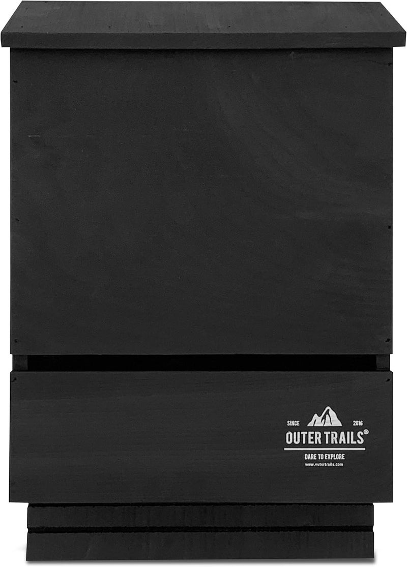 Outer Trails Bat House Outdoor Bat Habitat, Black All Natural Cedar Wood, 2 Chamber - Image 2