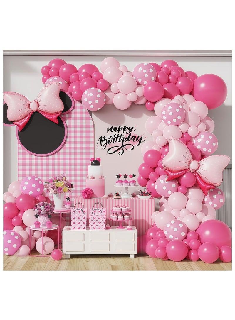 عالم البالونات 111 قطعة من زينة عيد الميلاد على شكل فأر وردي، نقاط وردية وردية اللون لموضوع الفأر ومستلزمات زينة حفلات أعياد الميلاد وحفلات استقبال المولود وحفلات الزفاف - Image 1