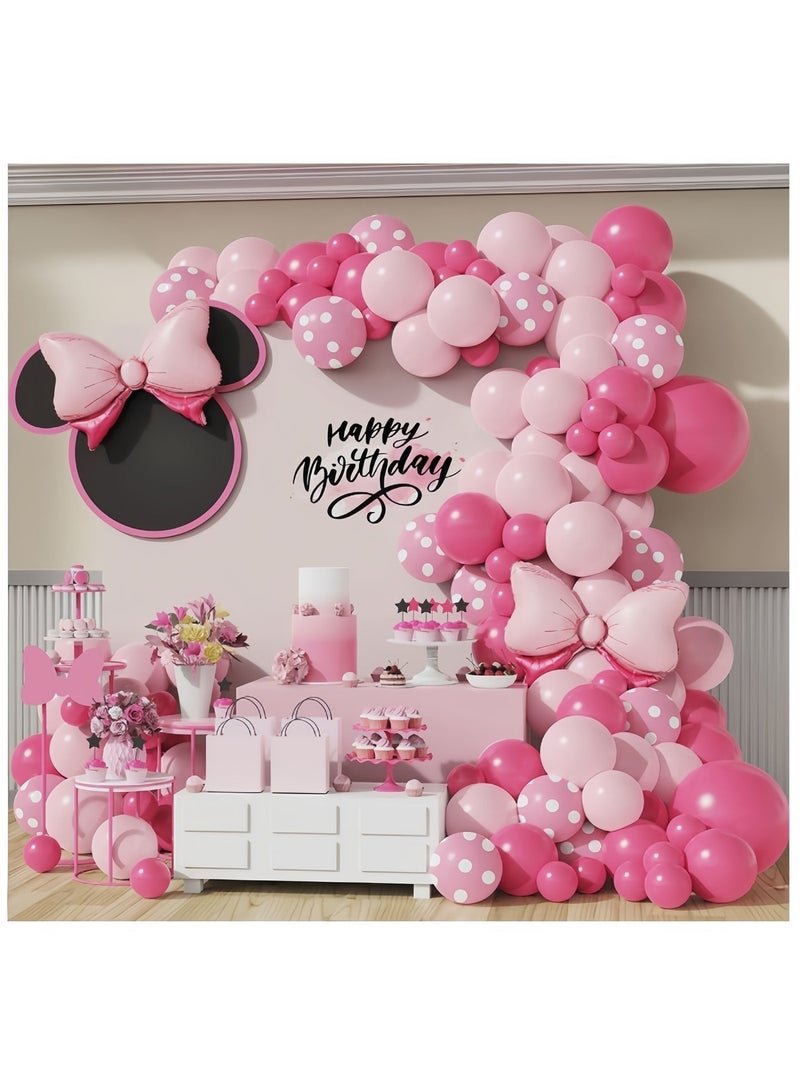 Balloon World 111Pcs Pink Mouse Birthday Decorations, Pink Rose Pink Polka Dots for Mouse Theme Birthday Girl's Party Decorations Supplies Birthday Baby shower Wedding - Image 3