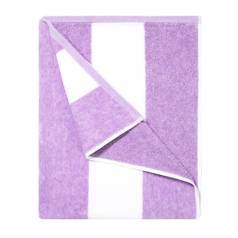 HENBAY Cotton Oversized Beach Towel  Large 70 x 35 Inch Pool Towel Purple Striped Quick Dry Swimming Cabana Towel