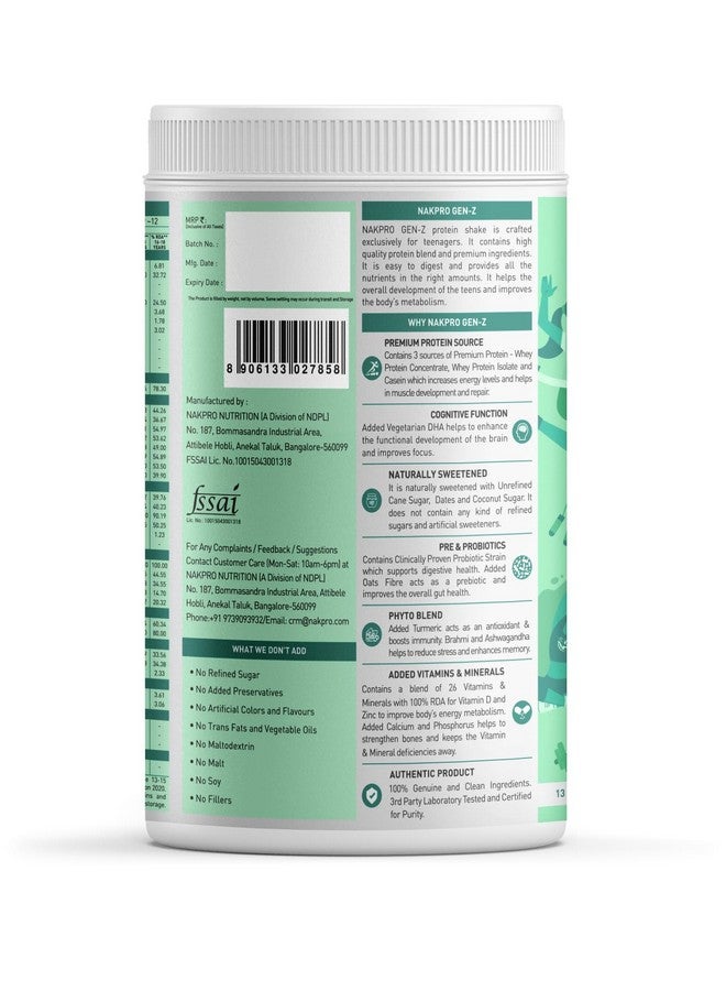 NAKPRO GenZ Protein Powder for Teens (13+), 15g Protein, Double Rich Chocolate - 400g | Vitamins & Minerals, Supports Immunity, Strong Bones & Height - Image 2