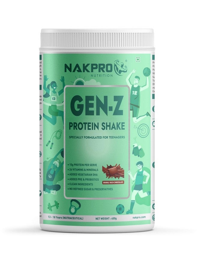 NAKPRO GenZ Protein Powder for Teens (13+), 15g Protein, Double Rich Chocolate - 400g | Vitamins & Minerals, Supports Immunity, Strong Bones & Height - Image 1