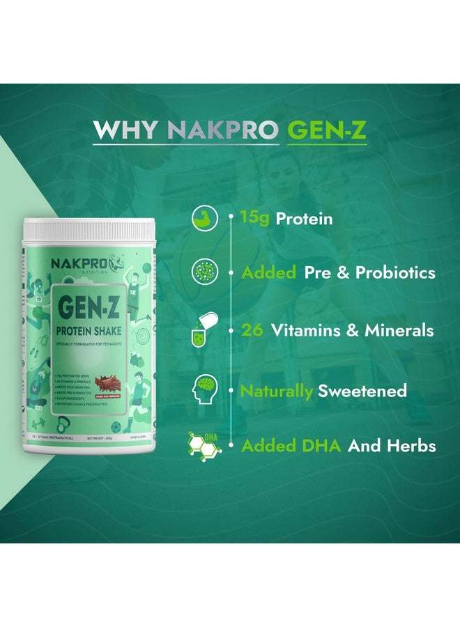 NAKPRO GenZ Protein Powder for Teens (13+), 15g Protein, Double Rich Chocolate - 400g | Vitamins & Minerals, Supports Immunity, Strong Bones & Height - Image 5