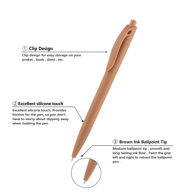 あおぞら(AOZORA) Aozora Pens Bulk 30 Pack Click Pens No Bleed Wholesale Retractable Ballpoint Pens Medium Point,Smooth Ink Pens for Journaling School Office Supplies 1.0MM (Brown Ink) - Image 2