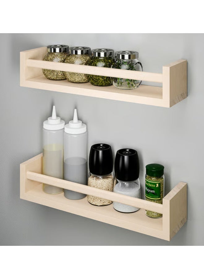 أيكيا منظم رفوف تخزين التوابل من خشب الحور الصلب للثلاجة والفرن، منظمات الثلاجة والتخزين، منظم رفوف التوابل لخزانة المطبخ أو المخزن، تصميم مقاوم للانزلاق للبرطمانات والزجاجات - Image 1