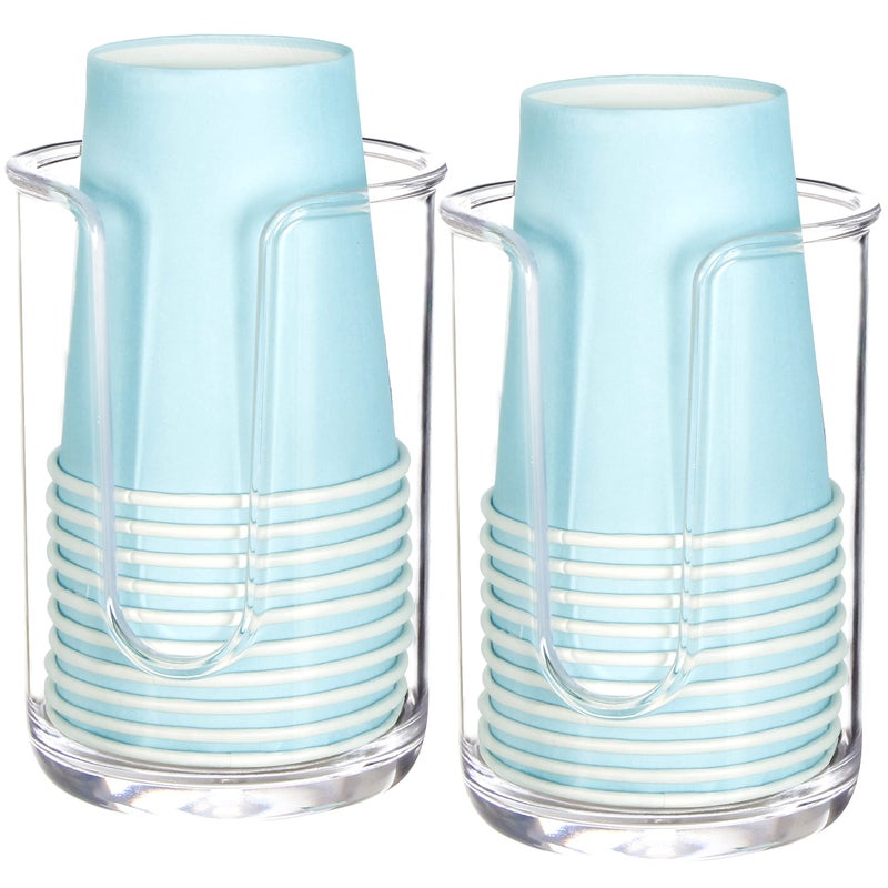 Youngever 2 Pack Plastic Disposable Paper Cup Dispenser, Plastic Dispenser Cup Holder (Clear) - Image 1