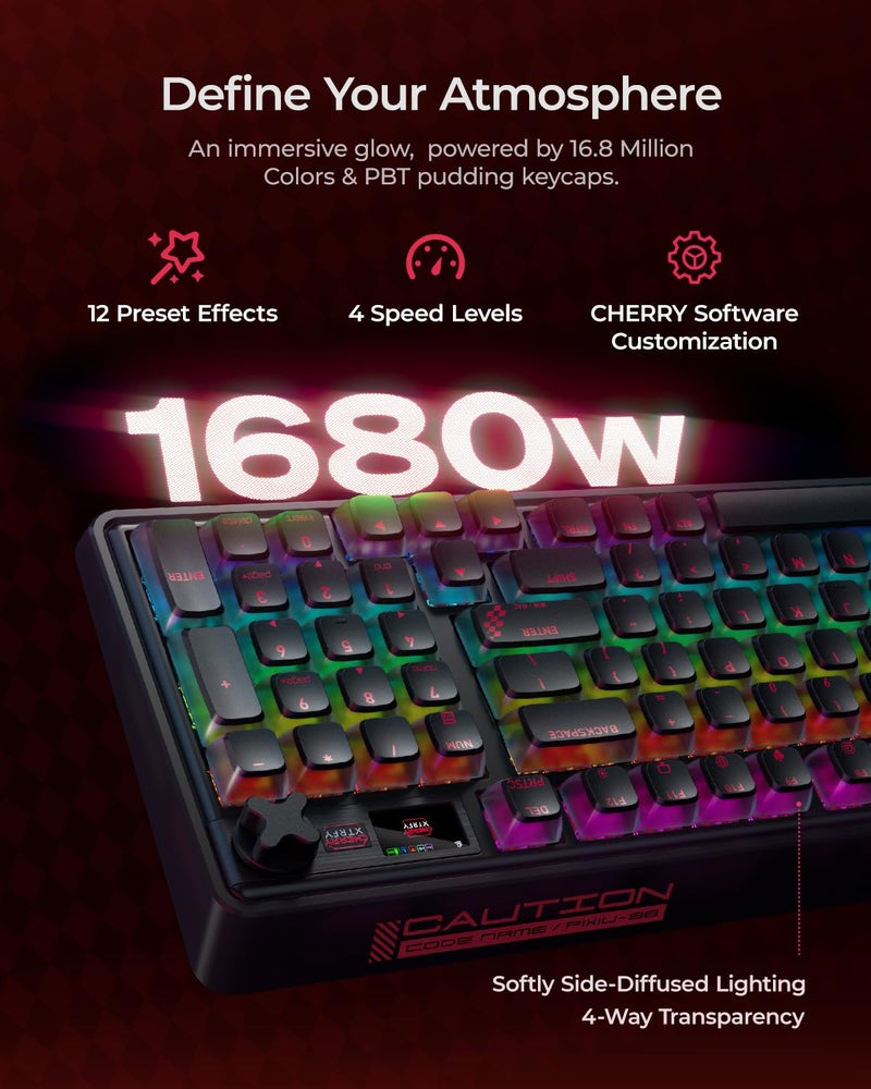 wegear Cherry x PIXIU 98 8KHz Esports Gaming Mechanical Keyboard, 8000Hz Polling, MX2A Red Switches, Tri-Mode Bluetooth/2.4G/USB-C Wired, Hot-Swap Gasket Custom Keyboard with Knob, PBT, RGB Backlit - Image 5