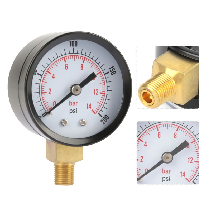 Pressure Gauge: 0-200Psi/0-14Bar Dual Scale, Corrosion Resistant Metal Case, Easy To Install - Stable Performance, Manometer for Air Water Oil Pressure Measuring - Image 4