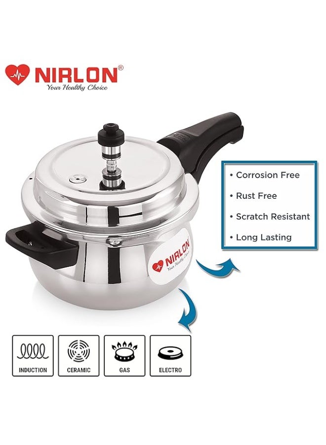 NIRLON Induction and Gas Stove Compatible Outer Lid Belly Triply Stainless Steel Pressure Cooker, 3 Liters - Image 4
