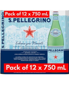 Sanpellegrino Glass Bottle Sparkling Natural Mineral Water, 750 ML (Pack Of 12)  - Image 1