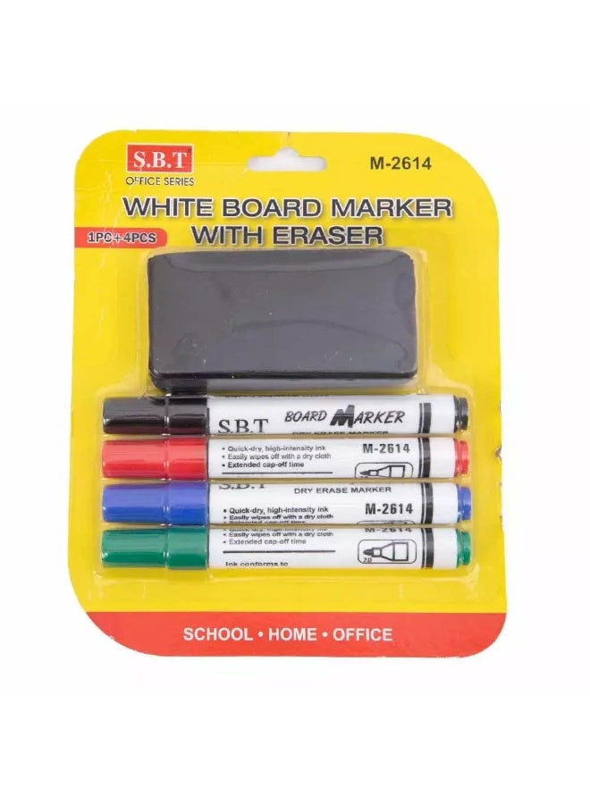 Dry White Board Marker with Eraser, Pack of 4pcs Marker - Image 2