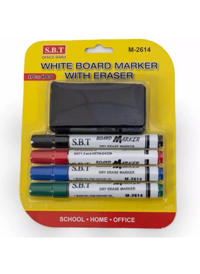 Dry White Board Marker with Eraser, Pack of 4pcs Marker - Image 3