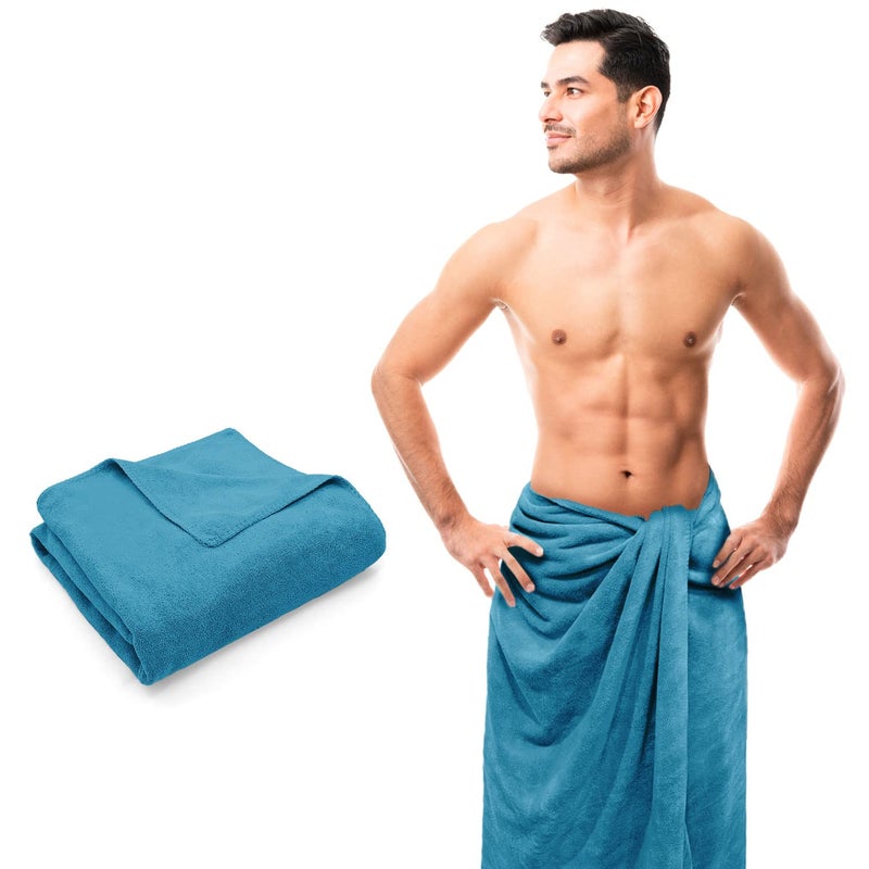 Sassoon Venir Microfiber 1 Piece Men Bath Towel 450 GSM (70x145cm, Peacock Color) Ultra Soft Material, Towel for Daily use - Image 1