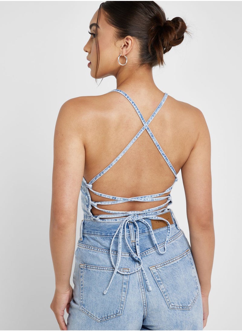 TOMMY JEANS - Tie Detail Printed Top - Image 1