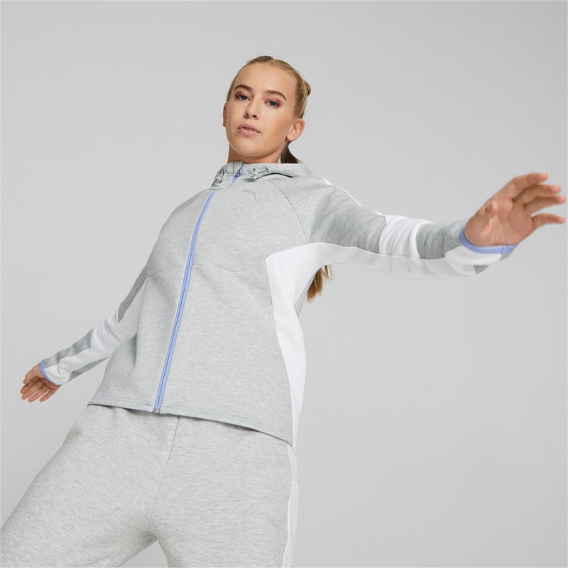 PUMA EVOSTRIPE Womens Grey Full-Zip Hoodie - Image 4